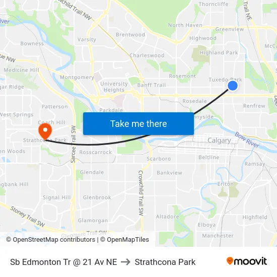 Sb Edmonton Tr @ 21 Av NE to Strathcona Park map