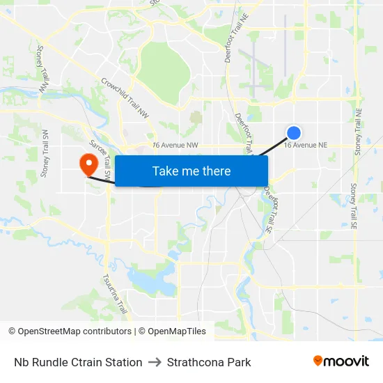 Nb Rundle Ctrain Station to Strathcona Park map