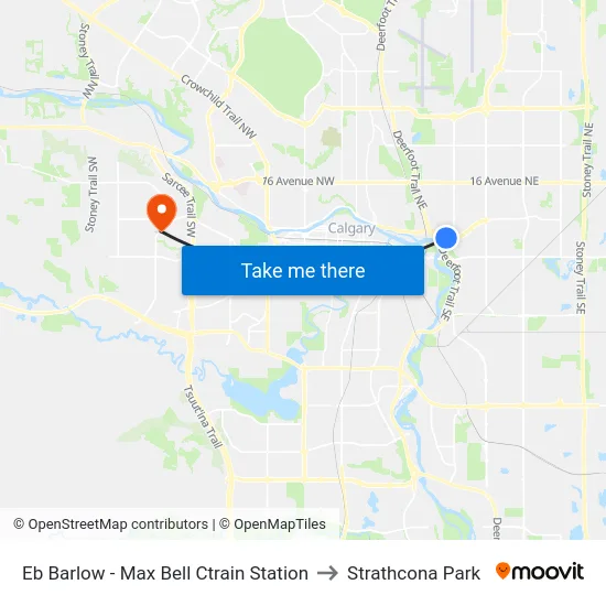 Eb Barlow - Max Bell Ctrain Station to Strathcona Park map