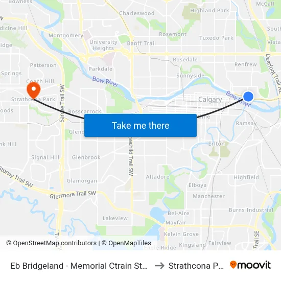 Eb Bridgeland - Memorial Ctrain Station to Strathcona Park map