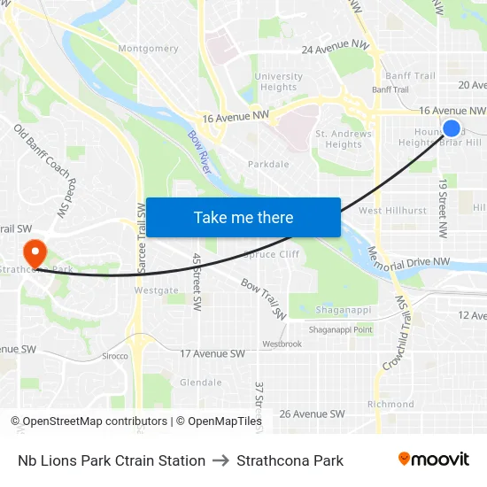 Nb Lions Park Ctrain Station to Strathcona Park map