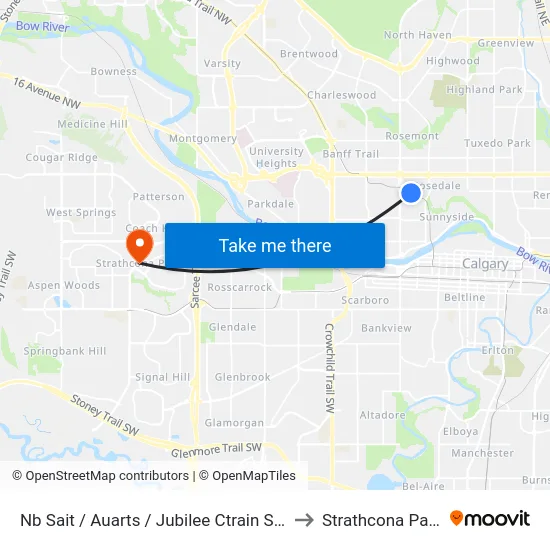 Nb Sait / Auarts / Jubilee Ctrain Stn to Strathcona Park map