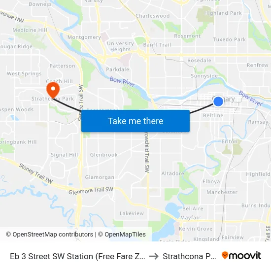 Eb 3 Street SW Station (Free Fare Zone) to Strathcona Park map