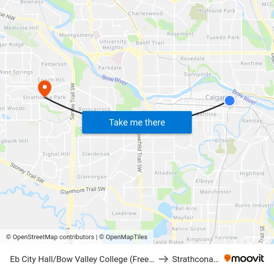Eb City Hall/Bow Valley College (Free Fare Zone) to Strathcona Park map
