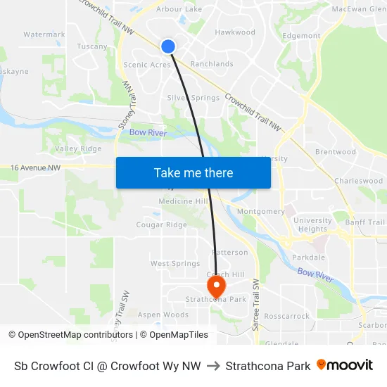 Sb Crowfoot Cl @ Crowfoot Wy NW to Strathcona Park map