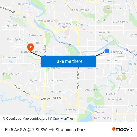 Eb 5 Av SW @ 7 St SW to Strathcona Park map