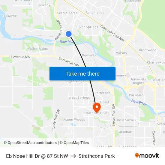 Eb Nose Hill Dr @ 87 St NW to Strathcona Park map
