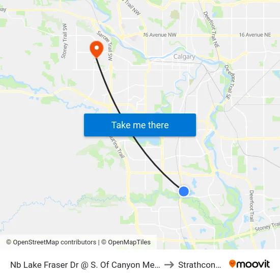 Nb Lake Fraser Dr @ S. Of Canyon Meadows  Lrt Stn to Strathcona Park map