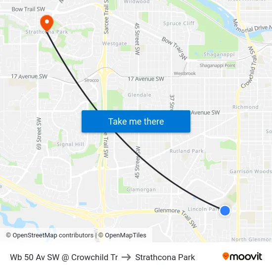 Wb 50 Av SW @ Crowchild Tr to Strathcona Park map