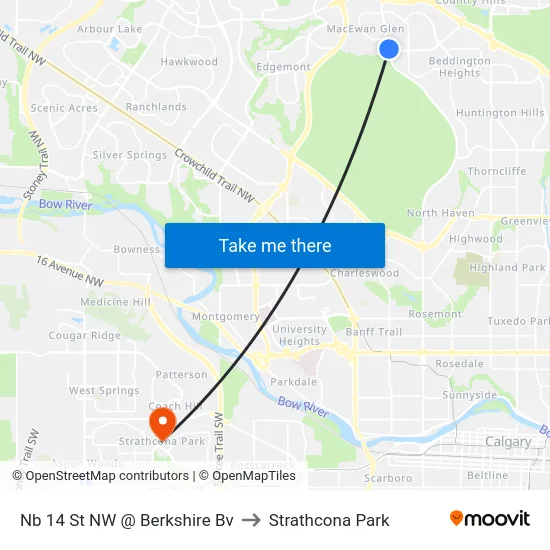 Nb 14 St NW @ Berkshire Bv to Strathcona Park map