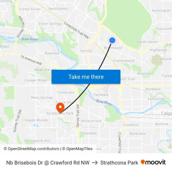 Nb Brisebois Dr @ Crawford Rd NW to Strathcona Park map