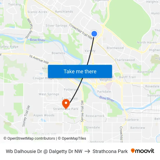 Wb Dalhousie Dr @ Dalgetty Dr NW to Strathcona Park map