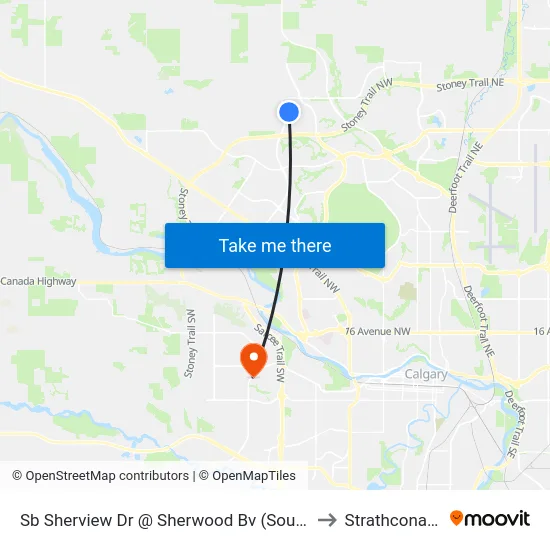 Sb Sherview Dr @ Sherwood Bv (South Leg) NW to Strathcona Park map