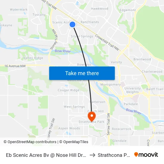 Eb Scenic Acres Bv @ Nose Hill Dr NW to Strathcona Park map