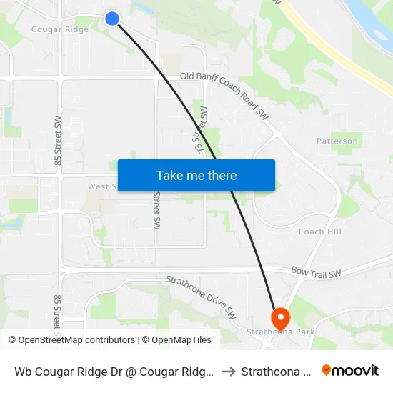 Wb Cougar Ridge Dr @ Cougar Ridge Cr SW to Strathcona Park map