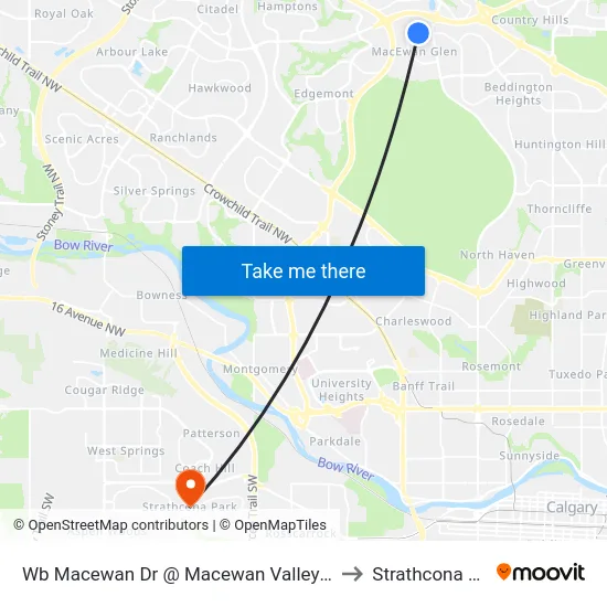 Wb Macewan Dr @ Macewan Valley Ga NW to Strathcona Park map