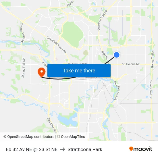 Eb 32 Av NE @ 23 St NE to Strathcona Park map