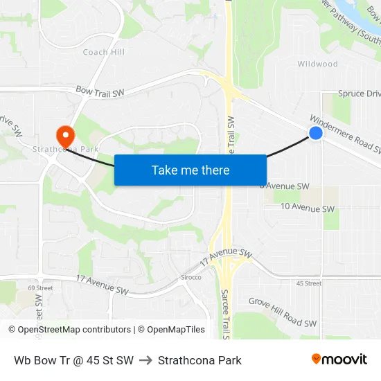 Wb Bow Tr @ 45 St SW to Strathcona Park map