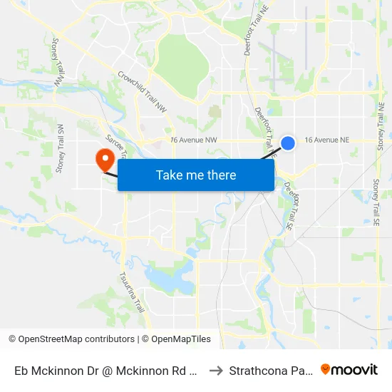 Eb Mckinnon Dr @ Mckinnon Rd NE to Strathcona Park map