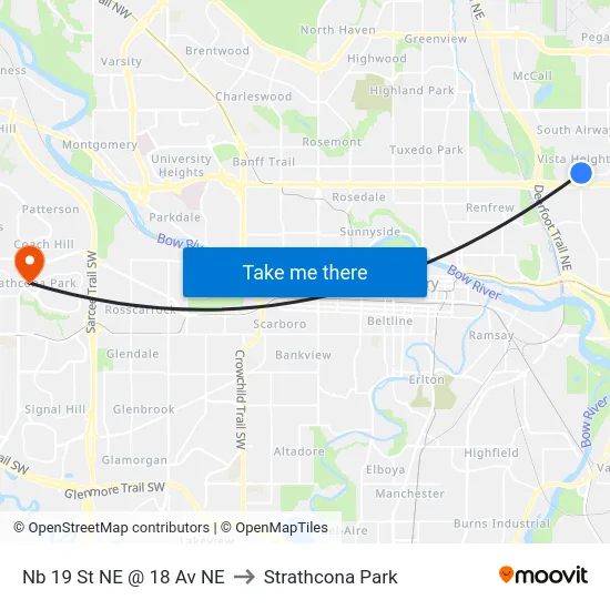 Nb 19 St NE @ 18 Av NE to Strathcona Park map