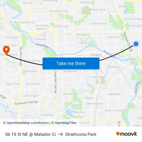 Sb 19 St NE @ Matador Cr to Strathcona Park map