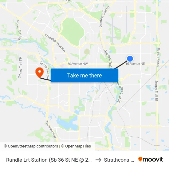 Rundle Lrt Station (Sb 36 St NE @ 25 Av Ne) to Strathcona Park map