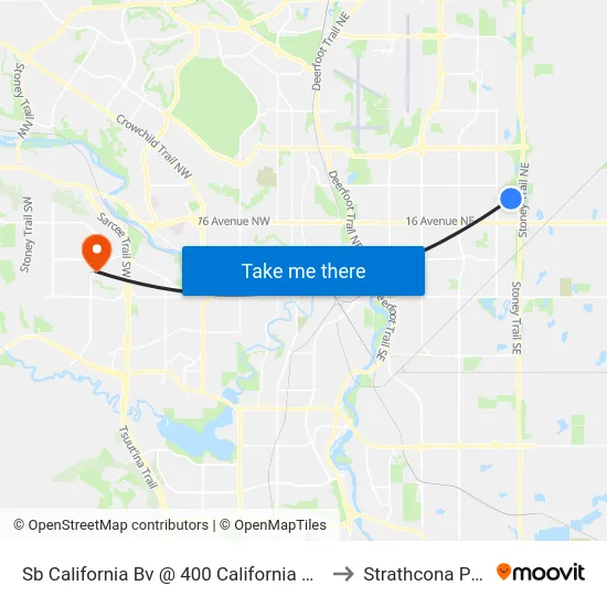Sb California Bv @ 400 California Pl NE to Strathcona Park map