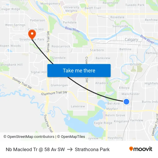 Nb Macleod Tr @ 58 Av SW to Strathcona Park map