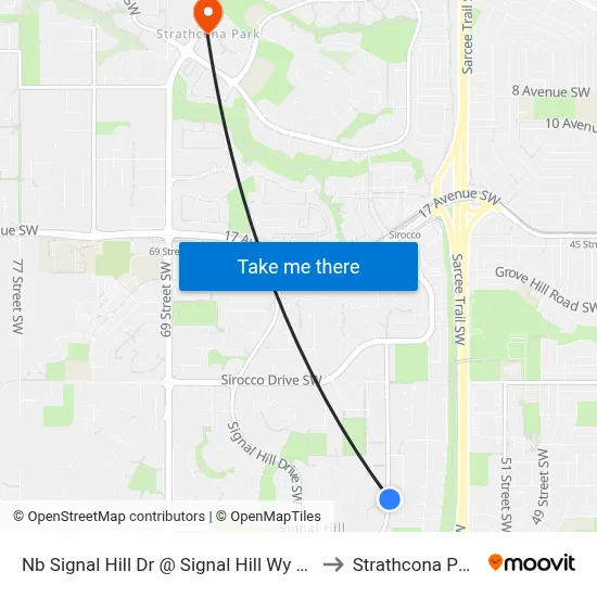 Nb Signal Hill Dr @ Signal Hill Wy SW to Strathcona Park map