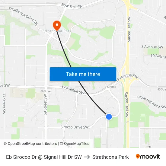 Eb Sirocco Dr @ Signal Hill Dr SW to Strathcona Park map