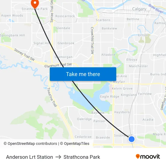 Anderson Lrt Station to Strathcona Park map