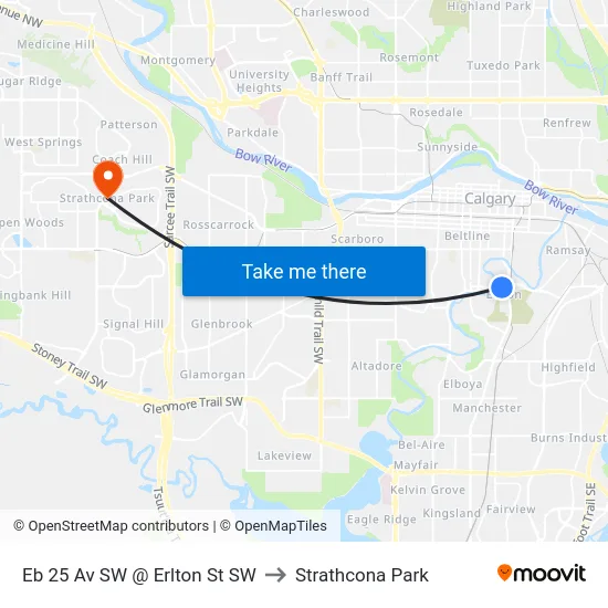 Eb 25 Av SW @ Erlton St SW to Strathcona Park map