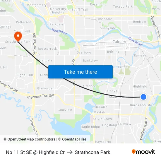 Nb 11 St SE @ Highfield Cr to Strathcona Park map
