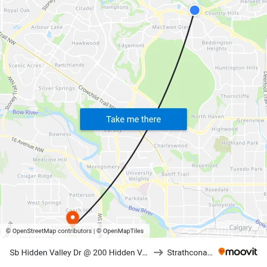 Sb Hidden Valley Dr @ 200 Hidden Valley Pl NW to Strathcona Park map