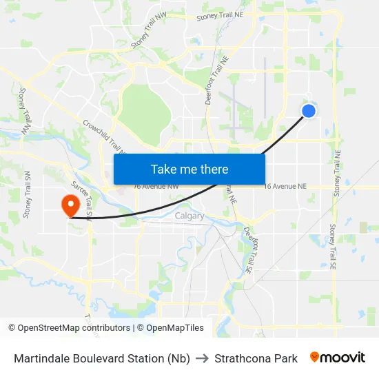 Martindale Boulevard Station (Nb) to Strathcona Park map