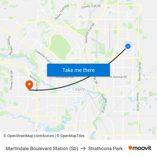 Martindale Boulevard Station (Sb) to Strathcona Park map