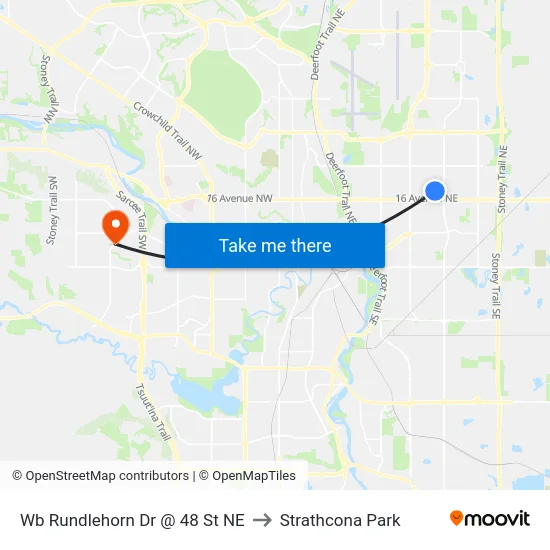 Wb Rundlehorn Dr @ 48 St NE to Strathcona Park map
