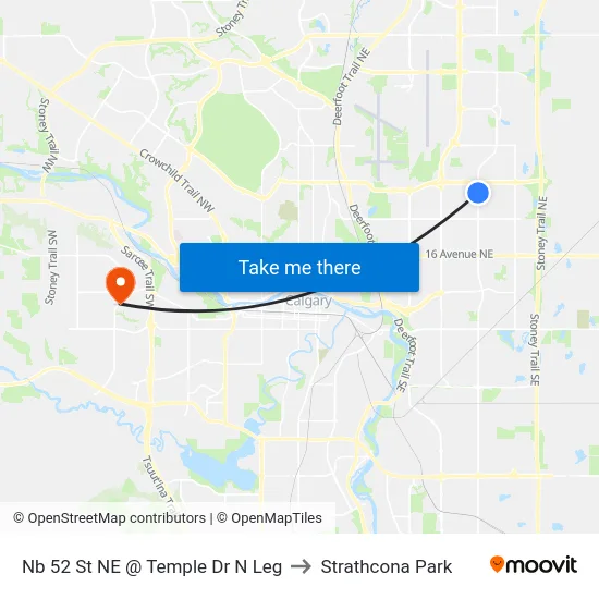 Nb 52 St NE @ Temple Dr N Leg to Strathcona Park map