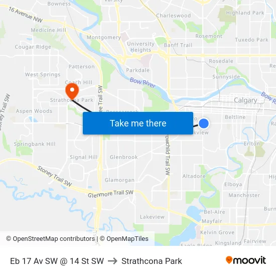 Eb 17 Av SW @ 14 St SW to Strathcona Park map