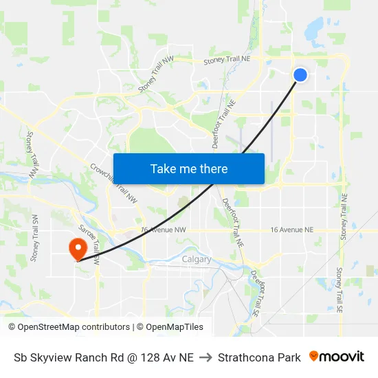 Sb Skyview Ranch Rd @ 128 Av NE to Strathcona Park map