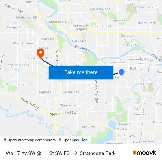 Wb 17 Av SW @ 11 St SW FS to Strathcona Park map