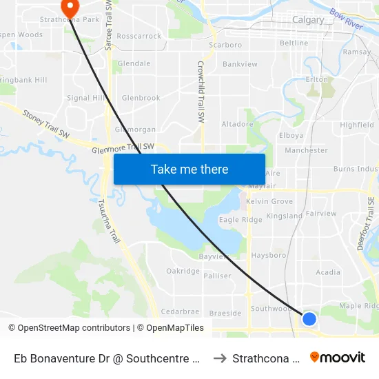 Eb Bonaventure Dr @ Southcentre Mall (Eb) to Strathcona Park map