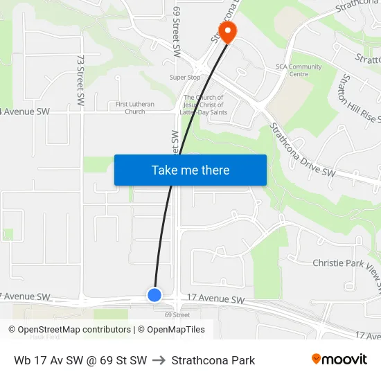 Wb 17 Av SW @ 69 St SW to Strathcona Park map