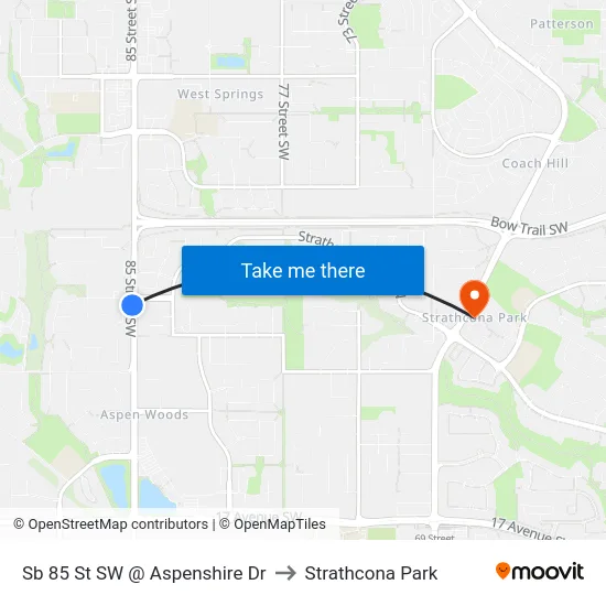 Sb 85 St SW @ Aspenshire Dr to Strathcona Park map