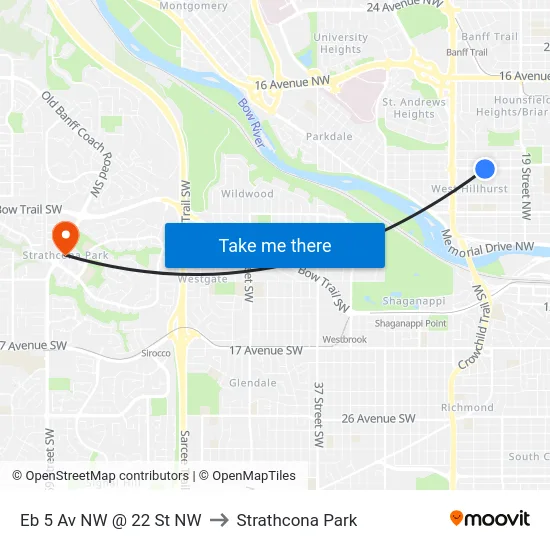 Eb 5 Av NW @ 22 St NW to Strathcona Park map