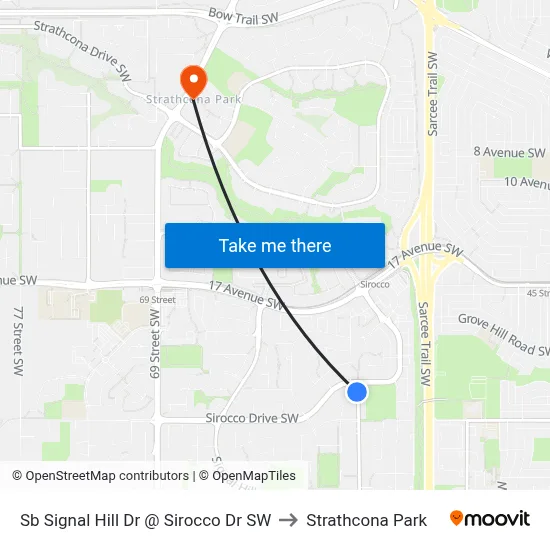 Sb Signal Hill Dr @ Sirocco Dr SW to Strathcona Park map