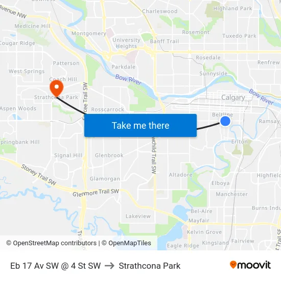 Eb 17 Av SW @ 4 St SW to Strathcona Park map