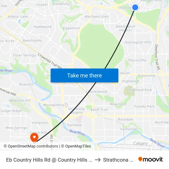 Eb Country Hills Rd @ Country Hills Ld NW to Strathcona Park map