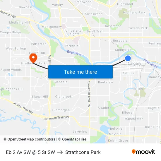 Eb 2 Av SW @ 5 St SW to Strathcona Park map