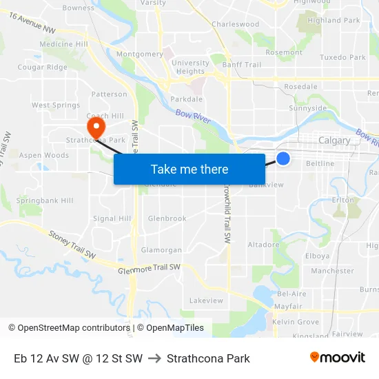 Eb 12 Av SW @ 12 St SW to Strathcona Park map